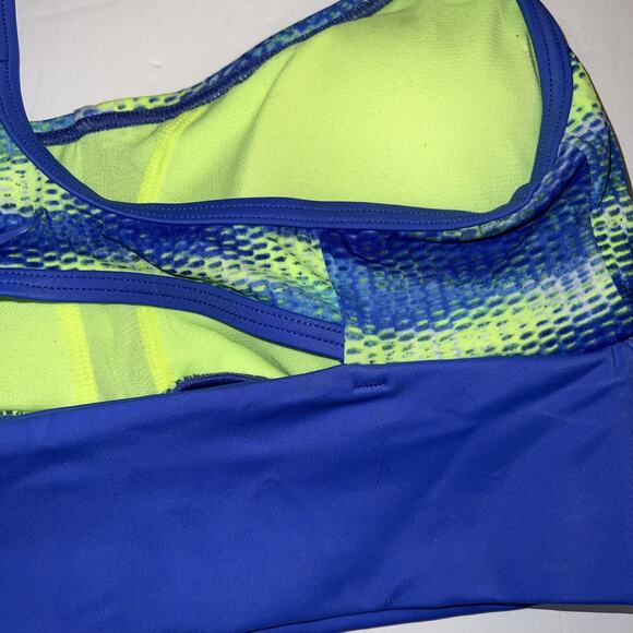 Nike Swim Top NESS57228 Size M Blue Volt Neon Yellow Bikini Sport Bra NWT - Picture 9 of 14
